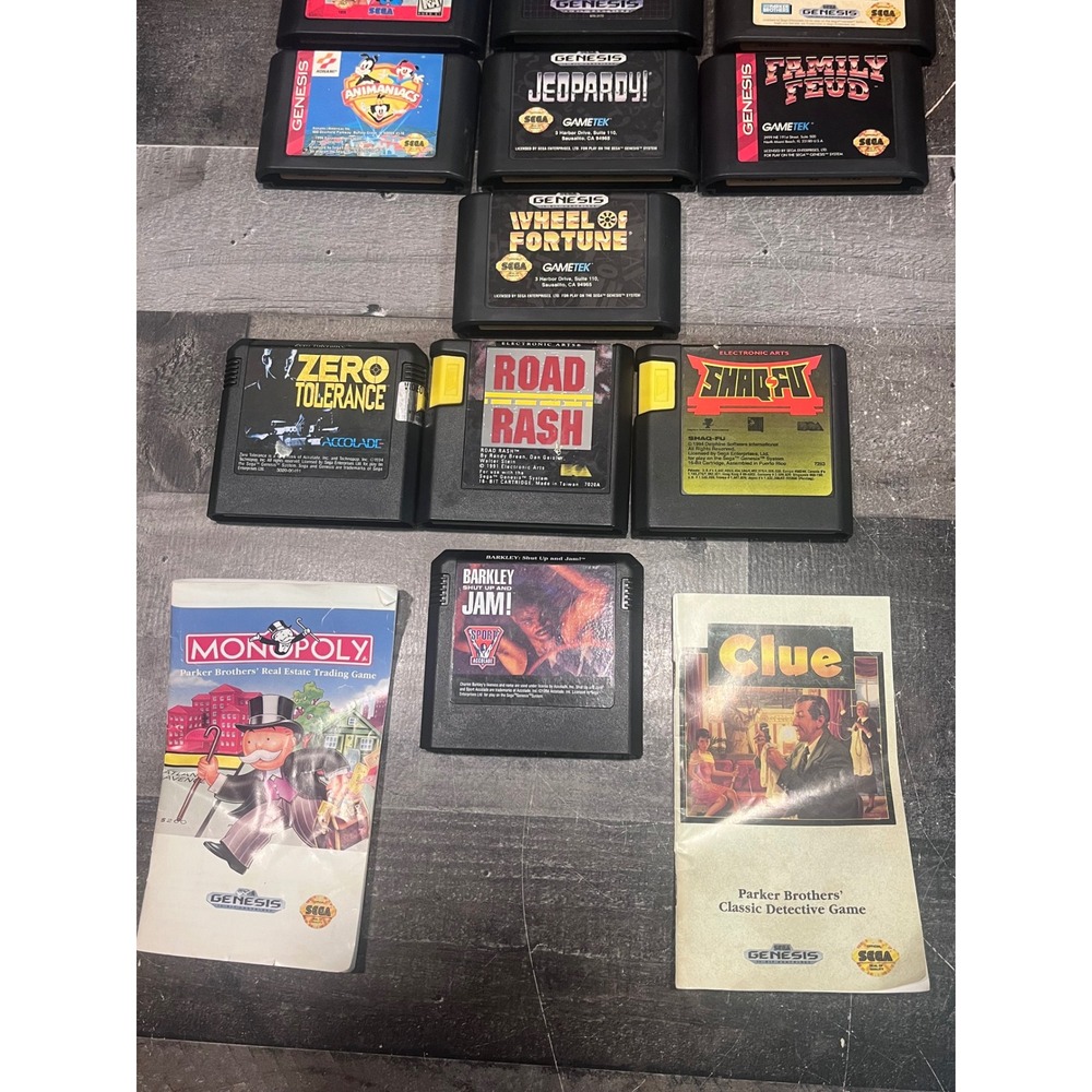Sega Genesis Game Lot of 14 Road Rash Shaq Fu Animaniacs Monopoly Clue TESTED - Picture 3 of 16